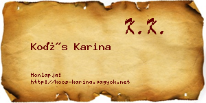 Koós Karina névjegykártya